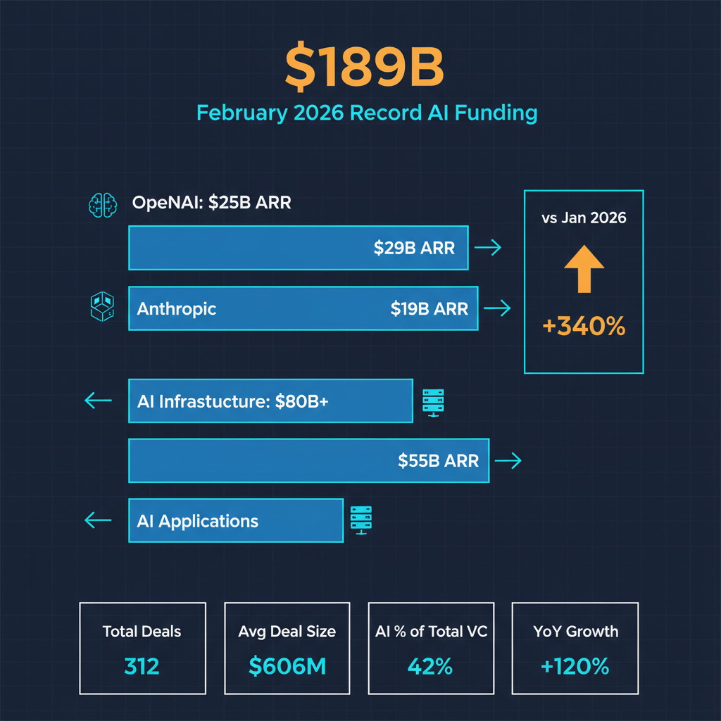 AI funding breakdown: $189B record in February 2026