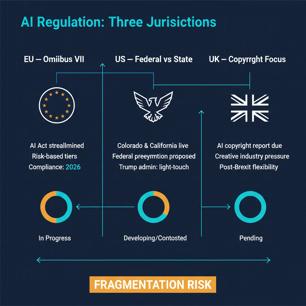 Global AI regulation landscape: EU, US, UK regulatory approaches compared