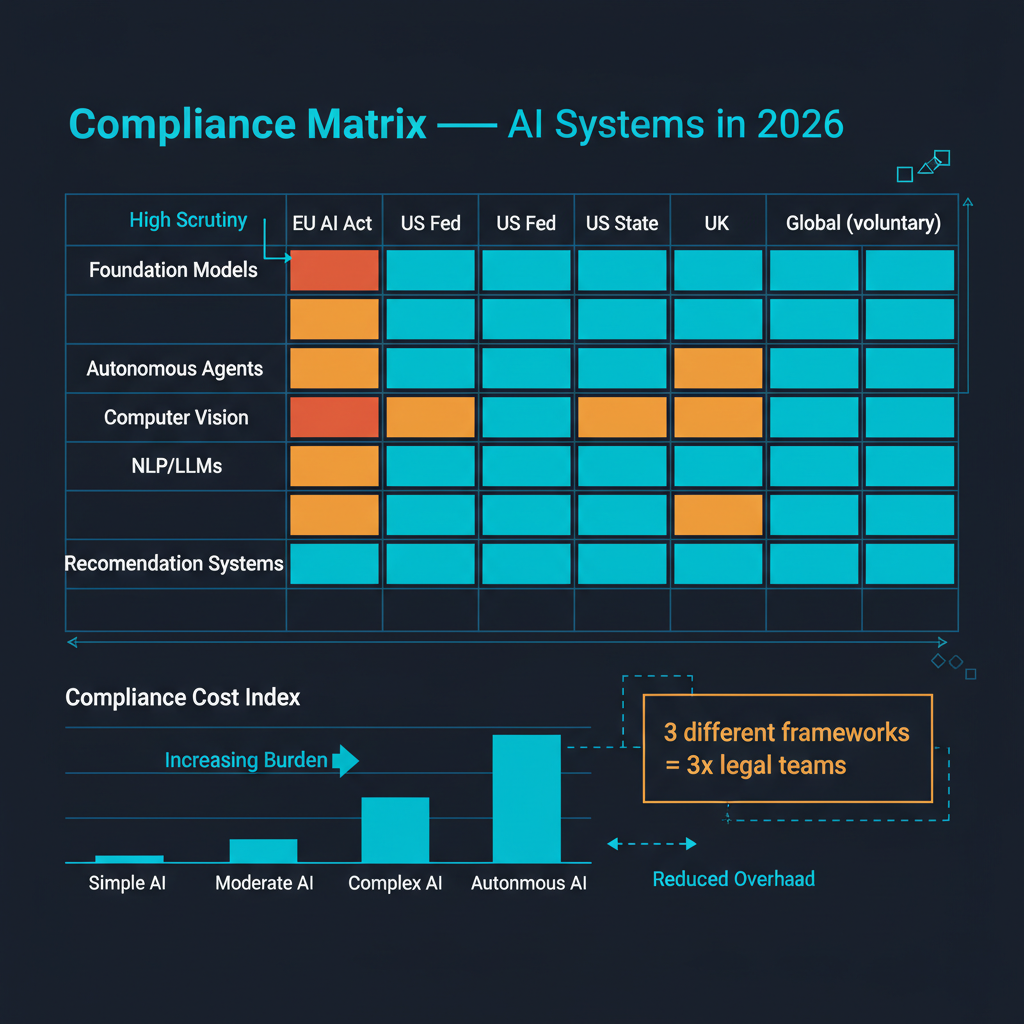 Regulatory fragmentation impact on AI development: compliance matrix