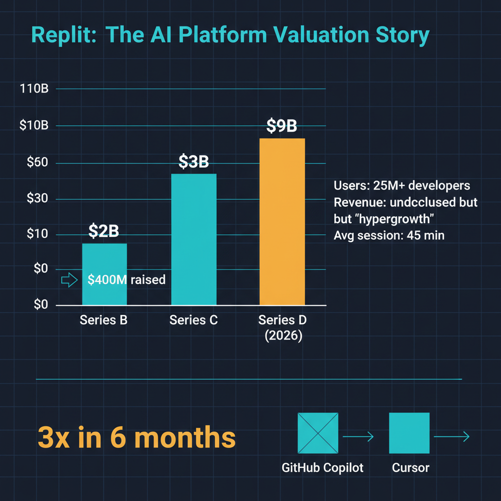 Replit valuation growth: $3B to $9B in six months