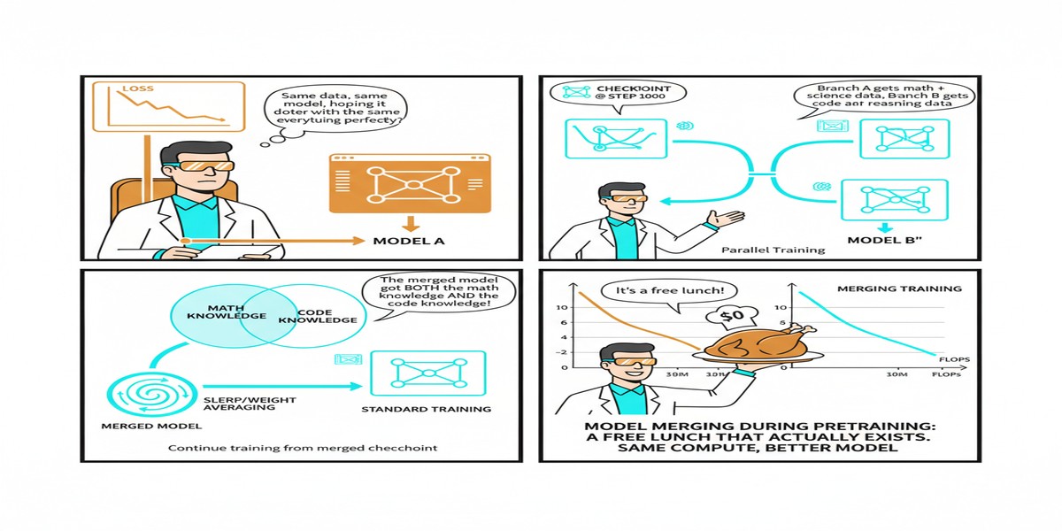 Model Merging Pretraining - Educational Comic